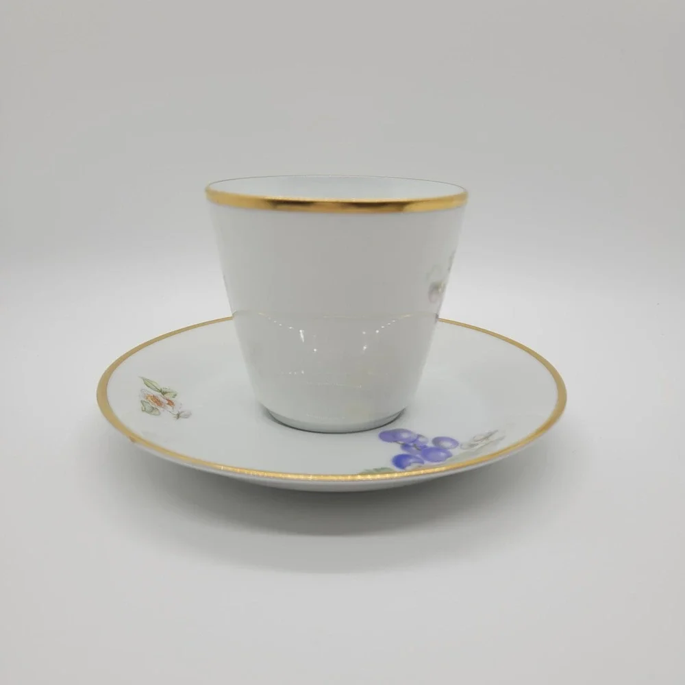 Hutschenreuther‎ Noblesse Tea Cup Saucer Set Germany Grapes Gold Trim Porcelain